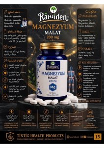 " Raziden ماغنيزيوم مالات 200 مجم - 30 قرص (Raziden Magnezyum Malat)"